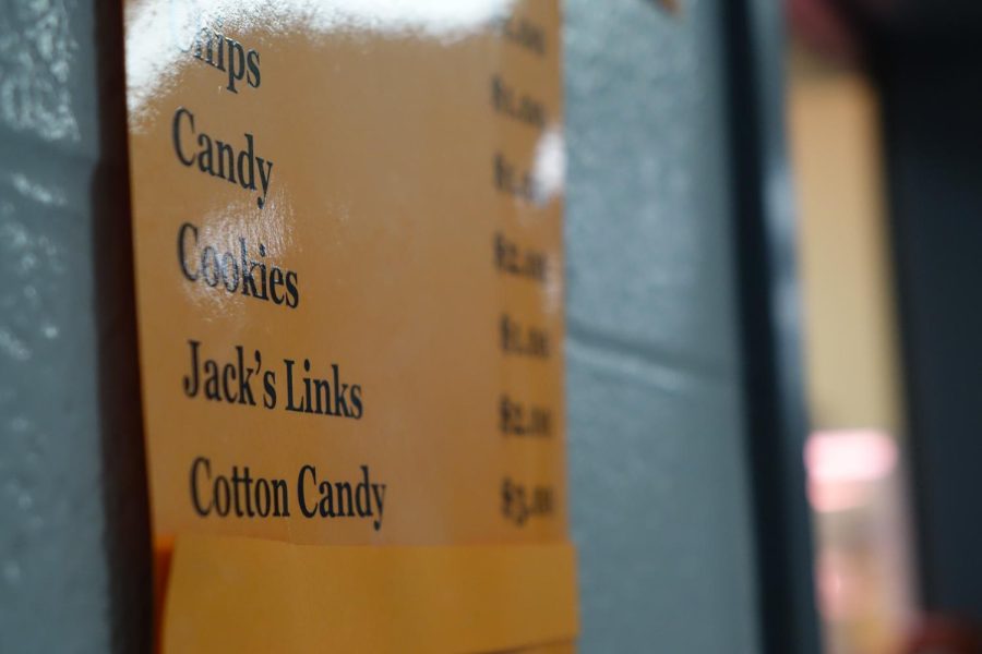 The concession stand offers lots of different snacks and drinks for the spectators. 