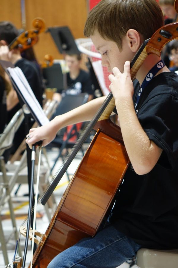 Sam Smith (7th) plays cello at Wannamaker on November 10.