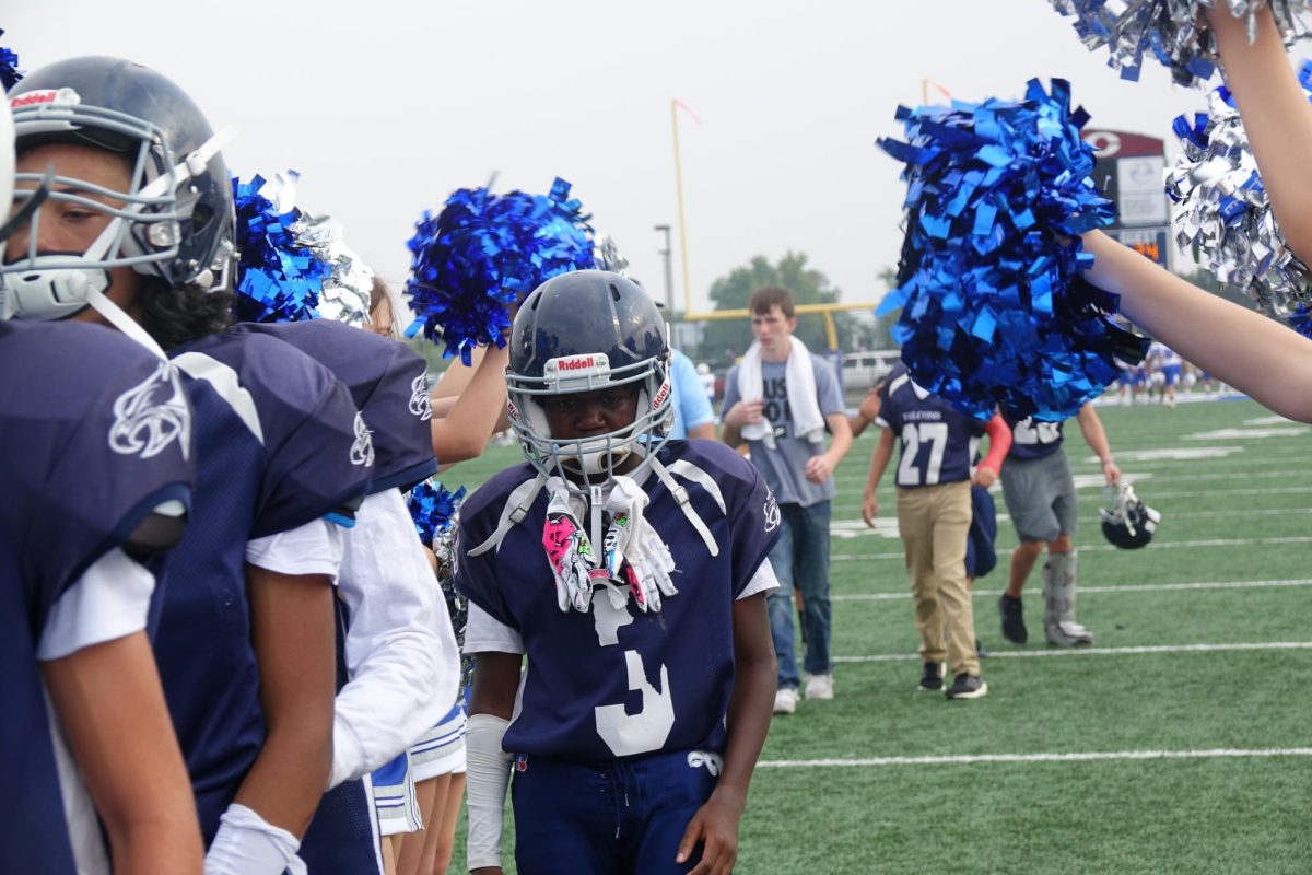 On Thursday, September 7th, Adriel Carter walks off the field after the WRMS 8th grade Football team lost against Junction City Middle School at Bowen-Glaze Stadium.