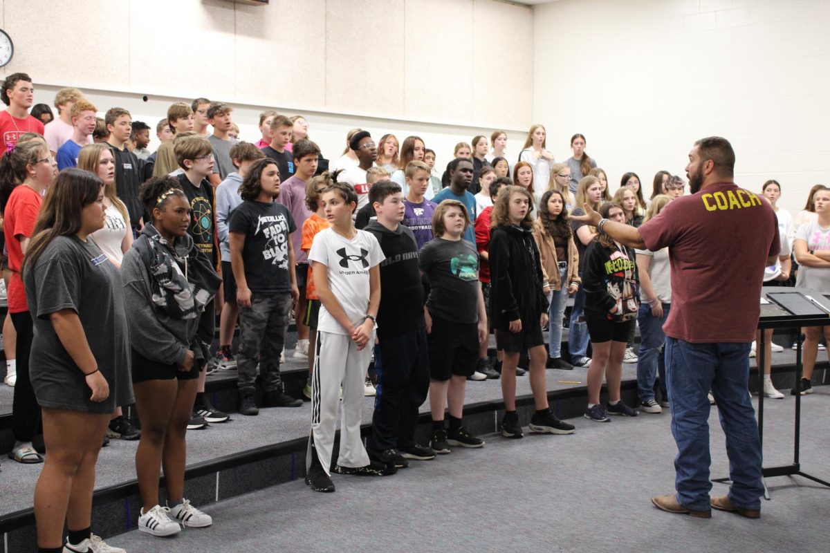 In Advisory, 8th grade Choir prepares for their concert later that night, on October 3rd. Mr. Lambotte has a joy for teaching.  “I enjoy helping students through their vocal changes, as middle school is the time in students lives where this starts happening.”
