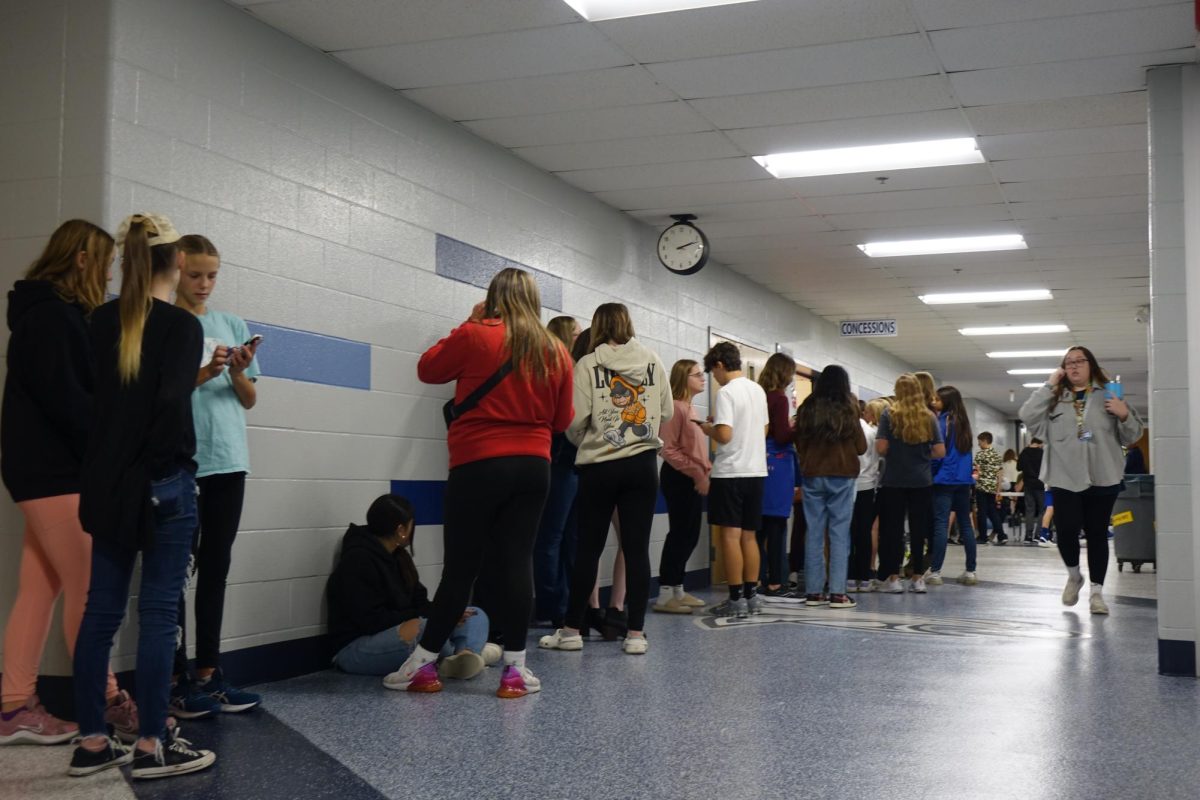 Concession lines going back all the way up to the girl’s locker room side of the gym.
