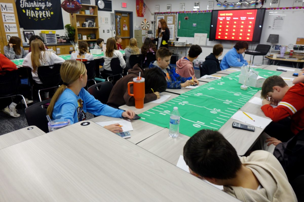 On February 12th, Miss Henley’s 2nd hour class plays a Super Bowl themed game at WRMS to practice math skills.