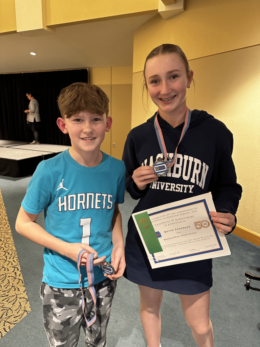 7th graders Brody Branch and Brynn Anderson took 1st Place at District History Day with their group documentary, “Biggest Gamble in Football: Turning to the Forward Pass.
