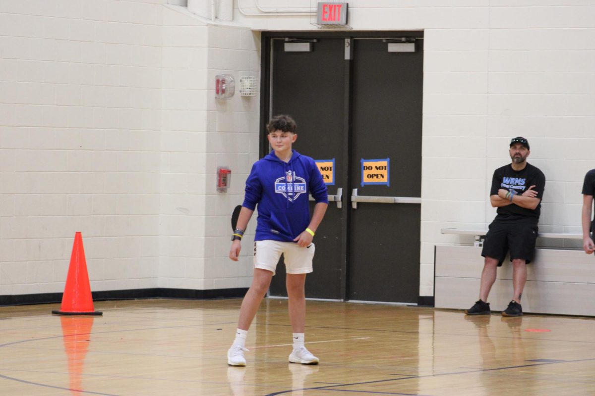 On May 17th, 8th grader Jack Lauer stands waiting for the ball to come to him, so he can throw it at WRMS for the championship “I feel like we are going to make it to the championship, every other team is our rival” Lauer said. 
