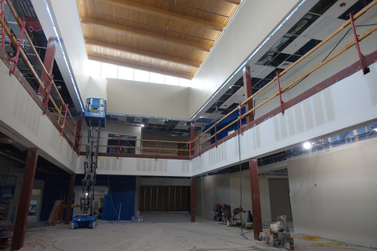 The commons area, which is still undergoing construction, on May 8th. 
