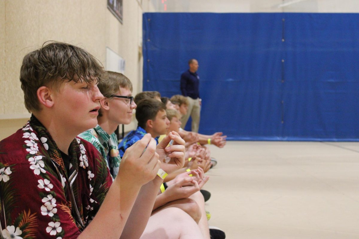 On May 17th the Party Ponies meditate before there dodgeball match at WRMS. Team member Creighton Frisby said, "It was a ritual that we did last year and it helped so we tried it again, We just focus on trying to win." 