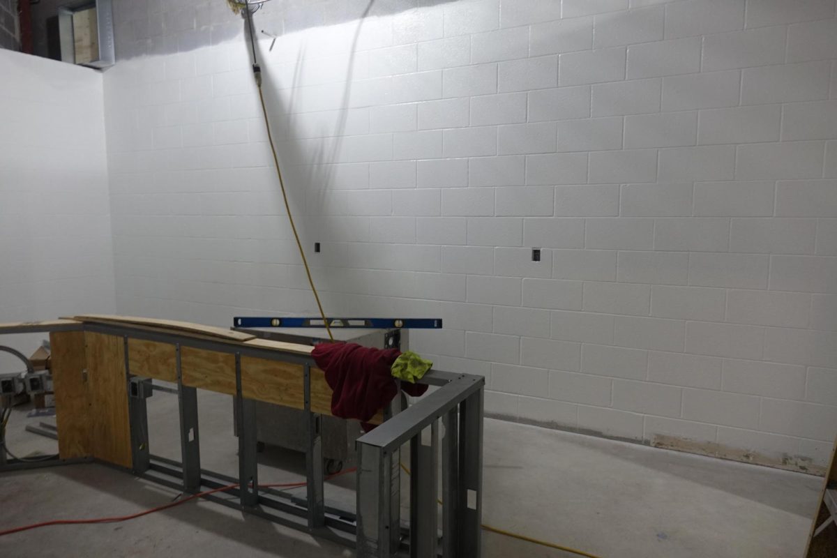 A view into one of the new bathrooms in the library 