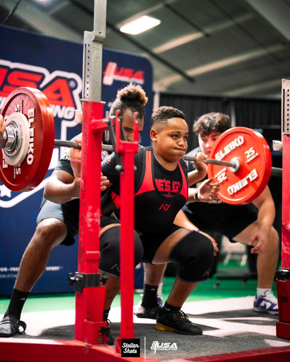 Jensen competing at a national weightlifting competition.