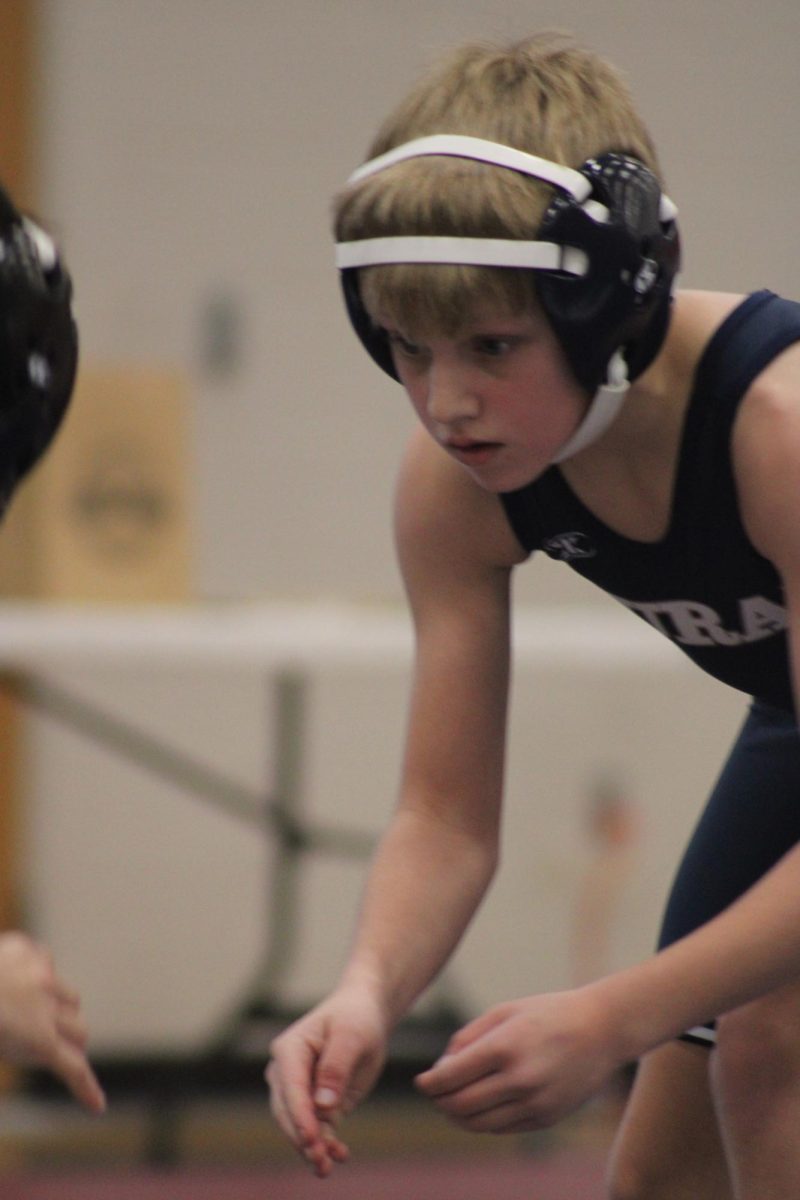 On Dec. 4th, at the WRMS wrestling meet Dalton Rezac starts his match against an Emporia Middle School wrestler.